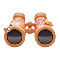 This is a pair of cartoon style binoculars with a bear, bird, and other decorative elements, ideal for children's playtime and imaginative exploration. png