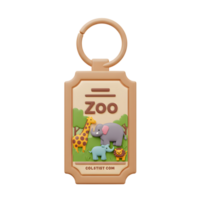 Charming souvenir featuring a zoo scene with a giraffe, elephants, and a lion, providing a cute way to remember a fun visit. png