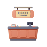 Illustration of a ticket counter with a screen and sign, for entertainment or service industry concepts. png