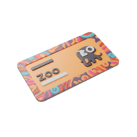 A zoo identification card with an elephant and abstract patterned border is an official document for entry. png