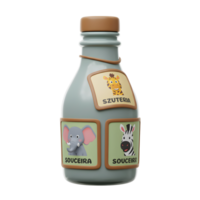 A light gray bottle is decorated with illustrations of an elephant, zebra, and giraffe and can be used as decoration. png