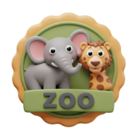 A cute cartoon elephant and giraffe stand in a zoo, rendered in a soft and appealing style for use in childrens' content. png