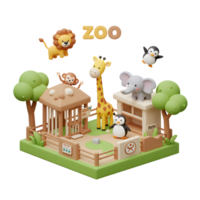 A miniature clay zoo features a giraffe, lion, elephant, penguin, and monkey for playful designs and scenes. png
