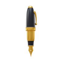 A sleek gold and black pen is presented in a 3D rendering, showcasing its sophisticated design, perfect for writing. png