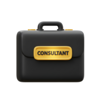 A black consultant briefcase with a gold nameplate is displayed as a symbol for professional business tools. png