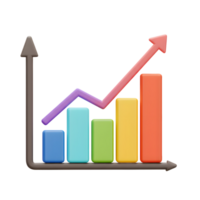 A colorful bar chart with an ascending line graph indicates positive growth and upward trends, suitable for illustrating business success or financial progress. png