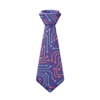 This purple necktie features a circuit board design with pink and light blue lines, making it perfect for a tech conference or a smart casual event. png