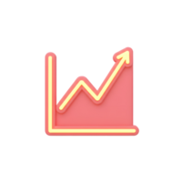 A pink 3D chart with a yellow line shows an upward trend, indicating progress or success, often used in presentations and reports. png