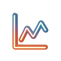 Illuminated line graph icon depicts a rising trend, ideal for illustrating success or growth in financial reports. png