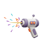A cartoon ray gun is firing a colorful rainbow laser surrounded by sparks, potentially for entertainment or creative projects. png