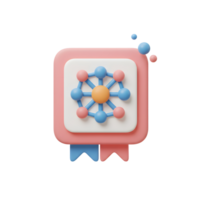 3D rendered icon depicting a network diagram for illustrating concepts like connections, systems, or data analysis. png