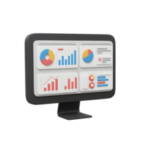 A computer displays various data charts and graphs, making it suitable for visualizing information, tracking progress, and analyzing trends. png