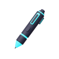 A dark gray stylus pen with blue accents is presented in a 3D render, ideal for digital drawing and creative work. png