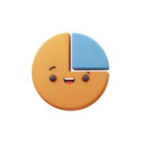 A cute pie chart cartoon with a smiling face displays data with one blue segment, visualizing a portion of the whole on a white background. png