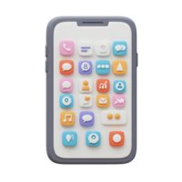 A smartphone features a clean user interface with an array of colorful icons representing different applications, perfect for showcasing mobile app design and development. png