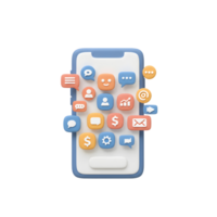 Smartphone with app icons is a common tool for communication and digital tasks in our everyday life. png