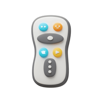 en tecknad serie styled avlägsen kontrollera med färgrik knappar sitter på en vit bakgrund, lämplig för kontrollerande enheter. png