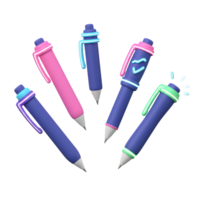 Illustration features colorful pens in a playful arrangement, ideal for showcasing writing tools and stationery themes. png