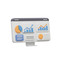 A computer screen displays various business data visualizations like graphs and charts, ideal for data analysis and business insights. png