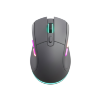 un pulcro gris inalámbrico ratón con vibrante rgb Encendiendo mejora tu informática experiencia, ofrecimiento ambos funcionalidad y estético apelación durante usar. png