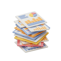 A stack of colorful documents showcases charts and graphs, representing data analysis and reporting for business purposes. png