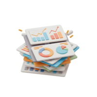 This is a stack of cartoon data charts and graphs, perfect for visualizing business statistics and reporting purposes. png