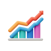 A colorful chart illustrates growth with bars and rising lines, demonstrating upward trends and progress visualization. png