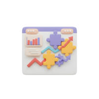 A colorful puzzle pieces and a graph illustrate a business strategy on a web page, representing problem solving in a business context. png