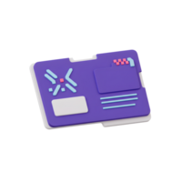 A purple folder containing geometric symbols sits on a white surface, suggesting organization or data storage. png