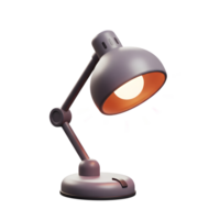 A gray desk lamp is turned on emitting light and decorative rays, which is suitable for tasks that require concentrated illumination. png