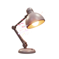 A desk lamp with an illuminated bulb is surrounded by colorful rectangular accents, offering a whimsical touch to interior lighting. png