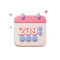 A light colored calendar displays the number 239 to keep track of the date for scheduling. png