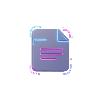 en dokumentera ikon med neon beskrivning visas rader av text, illustrerar en digital fil representation för innehåll och information. png