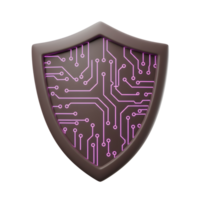 Brown shield featuring pink circuit board design represents digital protection and can be used for security illustrations. png