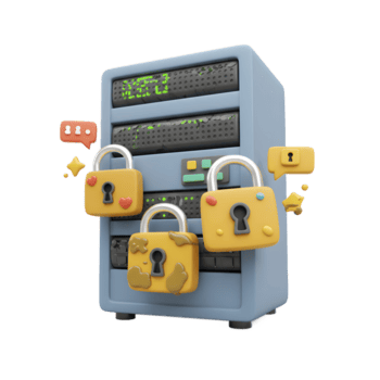 un' dati server protetta con giallo lucchetti assicura il sicurezza di sensibile informazione, fabbricazione esso adatto per sicurezza relazionato disegni. png