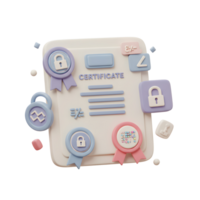 A stylized certificate with lock icons and ribbons represents security and achievements, suitable for websites and promotional material. png