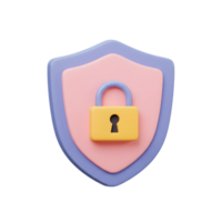 A pastel shield with a padlock offers security, perfect for symbolizing data protection and online safety. png
