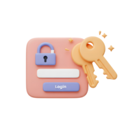 A login form with a padlock and keys indicates secure access, and can be used for authentication illustrations. png
