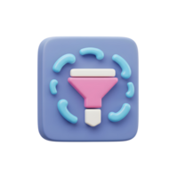 This is an illustration of a pink and white filter icon surrounded by blue curves, which may be used for filtering data. png