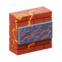 A red brick wall features a modern gray panel with red circuit patterns, showcasing a blend of classic structure and futuristic design for decorative purposes. png