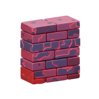 The red and purple brick wall appears to be stacked, giving a unique style that can be used for architectural designs. png