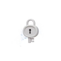 uma branco chave com uma cadeado é cercado de flutuando azul binário código, representando dados segurança e proteção. png