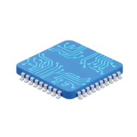 uma azul computador lasca com uma néon o circuito borda Projeto é exibido, indicando tecnológica formulários. png