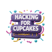 An illustration featuring the text Hacking for Cupcakes in a playful and colorful design is used for creative designs. png
