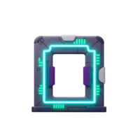 A futuristic portal with a neon blue frame and purple accents is seen, which can be used in science fiction settings. png