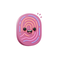 A pink fingerprint graphic with a smiling face is shown as a colorful digital icon. png
