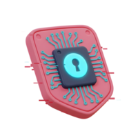 This 3D rendering depicts a pink shield with a keyhole icon, symbolizing digital security and data protection for use in technology related projects. png