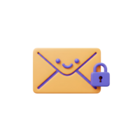 A cheerful email with a lock conveys a message of secure communication and privacy, ideal for use in illustrating encryption or data protection. png