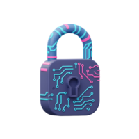 This digital padlock with circuit board design provides a sense of security and encryption, making it suitable for cybersecurity and privacy themes. png