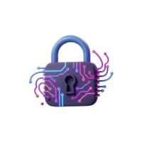 A sleek digital padlock design features a circuit board pattern and connected wires, conveying a sense of modern security for tech related themes. png